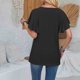 thumbnail image 5 of Fiudx Ofertas y Liquidaciones Camiseta Holgada Informal con Cuello En V y Manga de Retales de Color Sólido para Mujer, 5 of 7
