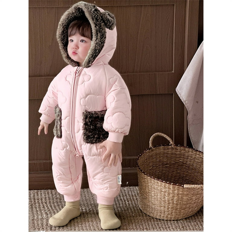 Kids Snow Suit Hooded Jumpsuit Bera Ear Baby Romper Baby Warm