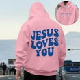 thumbnail image 2 of Mens Christian Jesus Hoodies Faith Religious Graphic Hooded Sweatshirt Spirng Fall Tops Pink XXXL, 2 of 7