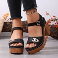 thumbnail image 2 of Rokment Platform Dressy Sandals for Women Ladies 2026 Comfortable Studded Leather Open Toe Chunky Block High Heels Summer Casual Beach Orthopedic Walking Shoes with Buckles Straps Black Size 10.5, 2 of 6