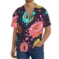 thumbnail image 3 of Balery Donuts1 Men's Casual Button Down Shirt Short Sleeve Textured Summer Cuban Beach Shirts-Small, 3 of 7