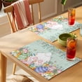 thumbnail image 4 of Cute Easter Bunny Placemats Set of 12 Eucalyptus Leaves Colorful Eggs Teal Wooden Place Mats Indoor Wipeable Table Mats Washable Dining Table Placemats for Kitchen Holiday Party Home Decor 13x19 Inch, 4 of 9