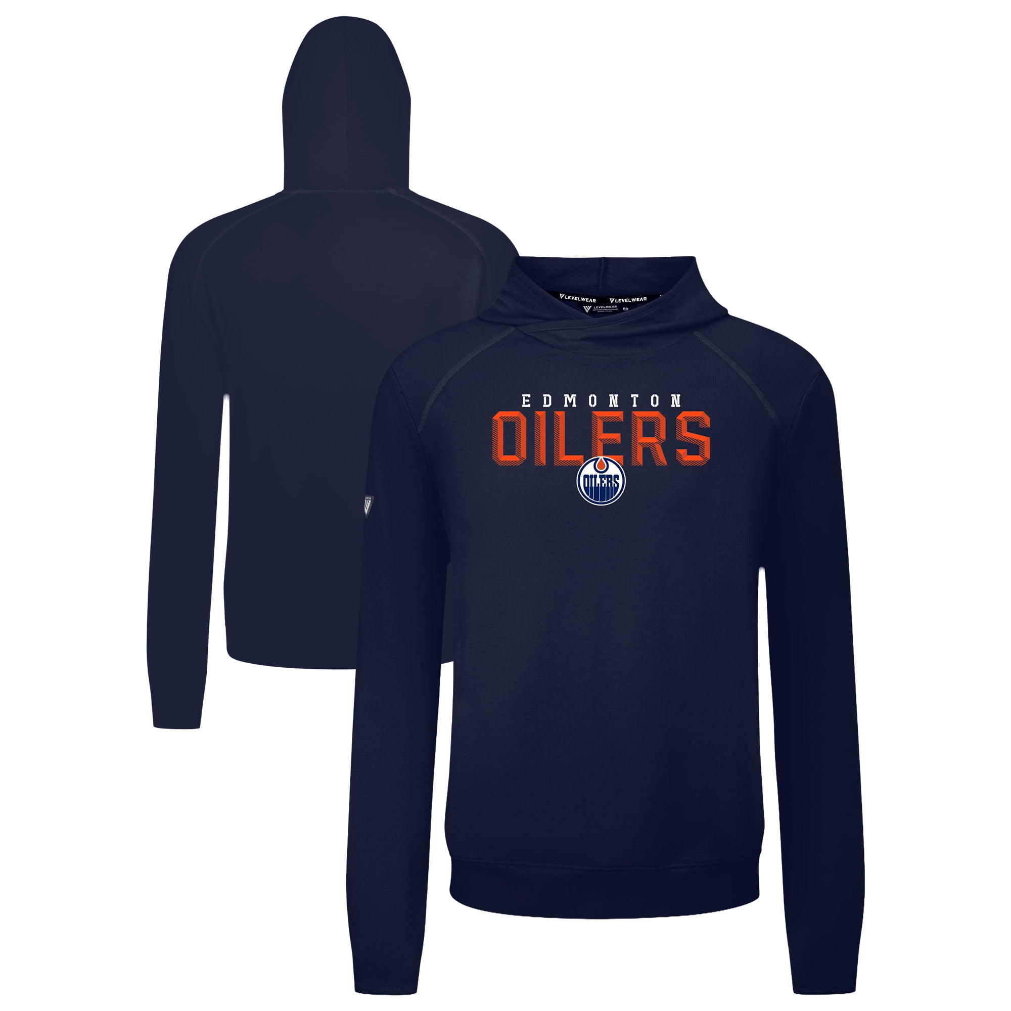 Men's Levelwear Navy Edmonton Oilers Mandate Carve Tri-Blend Pullover Hoodie