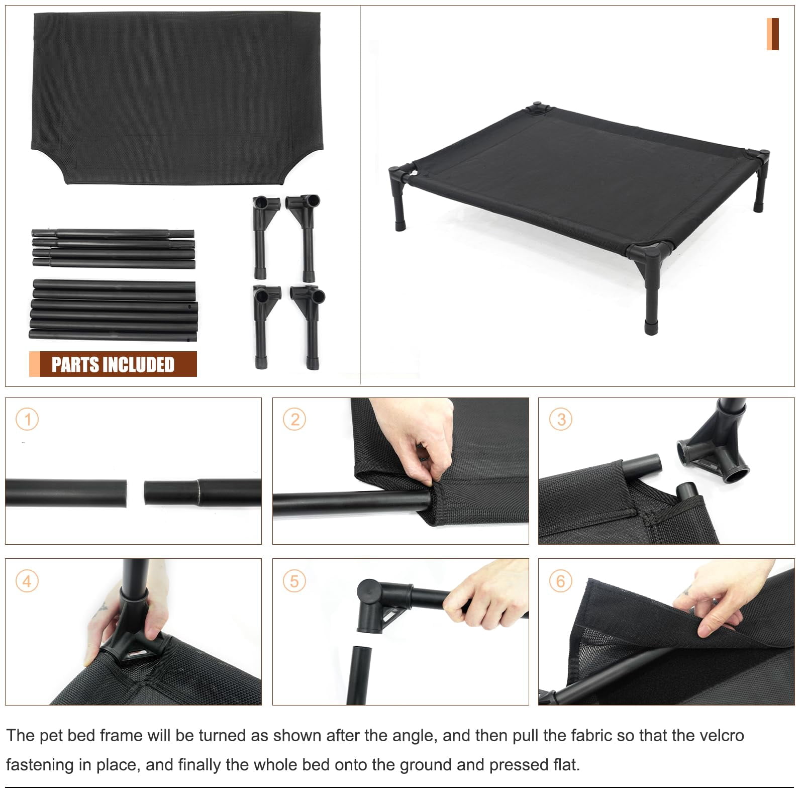 Xl Elevated Dog Bed For Large Dogs  Extra Raised Beds Heavy Duty Pet Cots With Durable Supportive Teslin Recyclable Mesh Indoor & Outdoor
