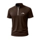 thumbnail image 2 of Blusa y camisa de manga corta con cuello alto para hombre, de verano, de color liso, ajustada, deportiva, con cremallera, de manga corta, con cuello alto., 2 of 5