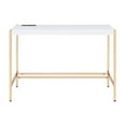 thumbnail image 2 of GZXS 40" Modern Writing Desk with Charging Station, Glossy White MDF Top & Gold Metal Legs – Minimalist Computer Table for Home Office, Study, Bedroom, 2 of 7