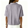 thumbnail image 7 of Cotton Linen Tops for Women Short Sleeve Collared Blouses Shirt Loose Fit 1/2 Button Summer Vacation Travel Daily Wear, M, 7 of 7