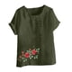 thumbnail image 4 of Vestidos Casuales Para Mujer, Blusas De Mujer De Moda Blusa informal de lino con cuello redondo, manga corta y botones para mujer, 4 of 4