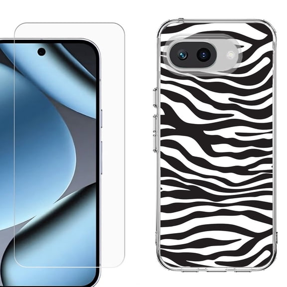 ShockProof Phone Case for Google Pixel 10a, with Screen Protector, by OneToughShield - Zebra B/W