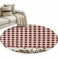 thumbnail image 6 of Farmhouse Round Rug 3ft Washable Circle Entryway Rugs Non Slip American Country Star Barn Red Brown Plaid Berry Area Rug Indoor Floor Carpet for Bedroom Kitchen Living Room Office Dining Room Nursery, 6 of 8