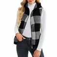 thumbnail image 5 of UQJfacai Womens Fleece Sherpa Vest Fall Winter Sleeveless Hooded Fuzzy Fluffy Checkered Plaid Vests Zip Up Jacket Coat with Pockets, 5 of 5
