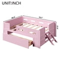 thumbnail image 2 of Harper & Bright Designs Full Size Platform Bed with Guardrail and Storage Drawers, Wood Platform Bed Frame with Two-Step Ladder for Boys Girls, Pink, 2 of 12