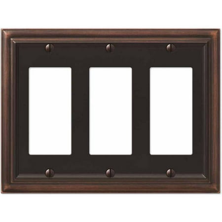 Cast Bronze Wall Register - Continental Aged Bronze Cast Triple Rocker Wallplate