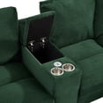 thumbnail image 5 of 117" Modular Sectional Sofa with Storage Ottomans, Upholstered Corduroy Cloud Couch with Console, Charging Station and Cup Holders, 4 Seat U-Shaped Couches for Living Room, Green, 5 of 9