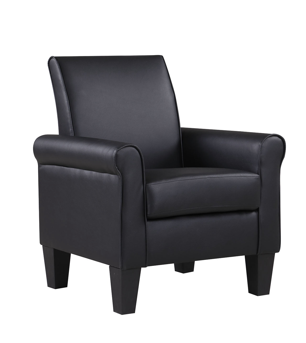 Lohoms Modern PU Faux Leather Accent Armchair Accent Arm Club Chair, Black