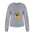 thumbnail image 3 of Bibifish Womens Sunflower Sweatshirts Floral Printed Crewneck Long Sleeve Pullover Cute Spring Casual Loose Fit Breathable Comfy Sweatshirts, 3 of 3