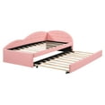 thumbnail image 5 of Euroco Twin Size PU Upholstery Daybed, Tufted Sofa Bed with Trundle for Kids Teens Bedroom, Pink, 5 of 14