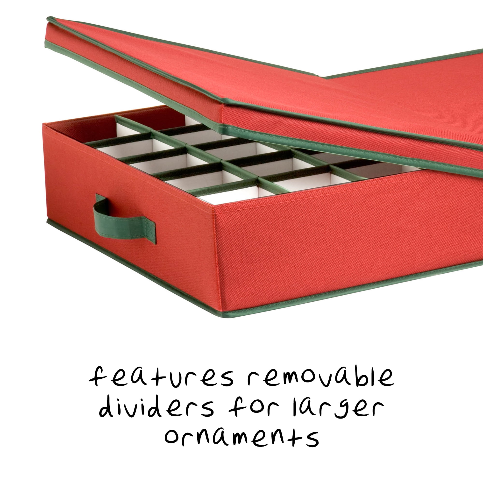 Christmas Ornament Storage Box with Adjustable Dividers (Red) The Holiday Aisle