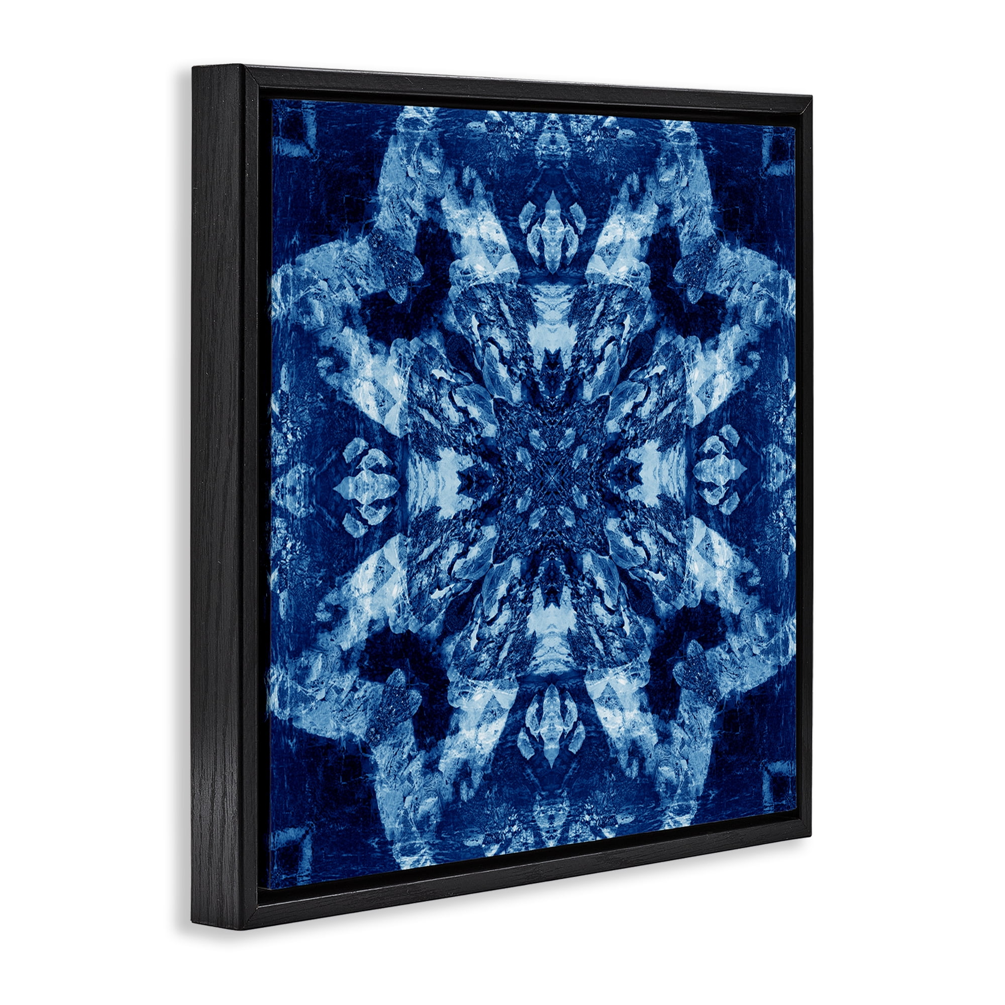 Stupell Industries Geometric Symmetry Pattern Abstract Painting Black Floater Framed Canvas Art Print Wall Art, 25 x 25