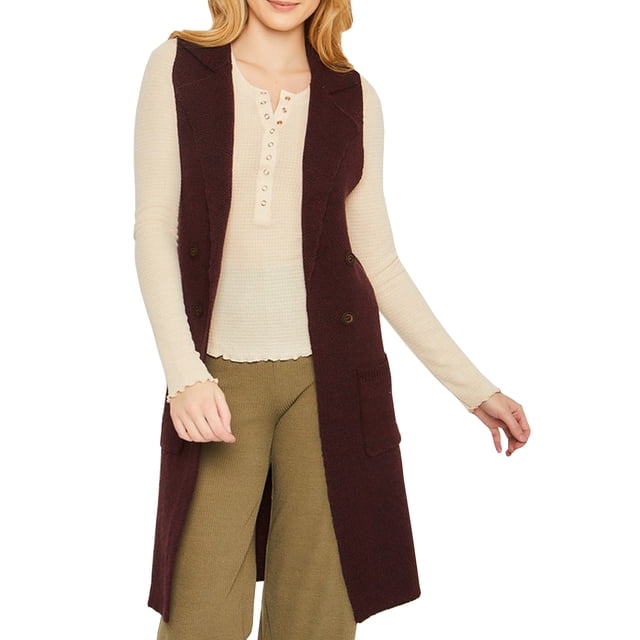 Chaleco tejido con botones color Vino AMAD Casual para mujer Talla L