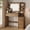 Walnut, variant on UGTOO Walnut Makeup Vanity Desk with Lights and Mirror, Mid-Century Modern Dressing Table with Charging Station & Type-C Port, Bedroom Beauty Vanity with 5 Drawers & Display Shelves