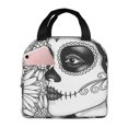 thumbnail image 1 of Disketp Floral Sugar Skull Portrait for Insulated Lunch Bag for Women and Men, Perfect for Work, Hiking, Picnic, 1 of 7