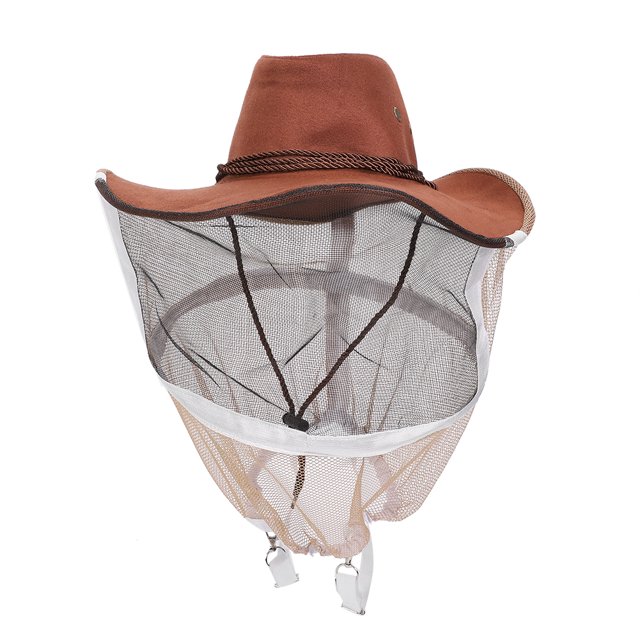 Accessoire d'Apiculture, Cow-Boy Brun Rouge Chapeau de Protection d'Apiculteur 360 ° Fonctionnalité Polyvalente
