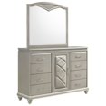 thumbnail image 4 of 6pc Traditional Style Queen Size Panel Bed Dresser Mirror Nightstand Chest Wooden Bedroom Furniture Set Silver Finish, 4 of 6