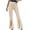 Beige, variant on QUINDOS Womens Pants Casual Flare Leg Full Length High Waisted Pants Drawstring Side Split Relaxed Fit Trousers
