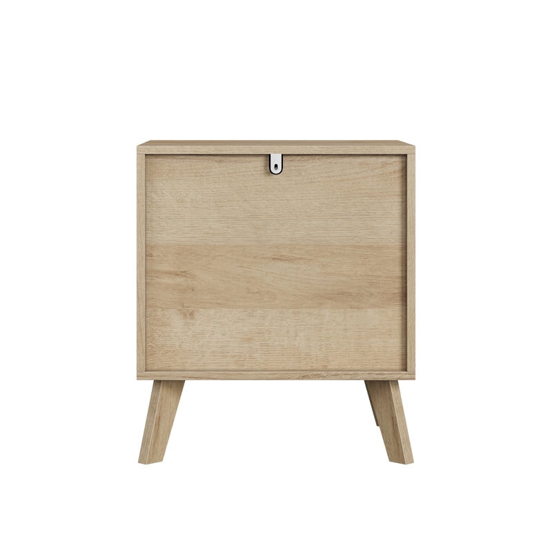 1-Pcs Accent Wooden Nightstand with Gold Metal Handles, Bedside Storage Table Small Cabinet with 2 Drawers