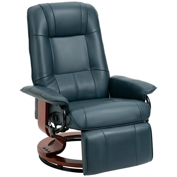 CoSoTower Faux Leather Manual Recliner with Swivel Wood Base, Blue