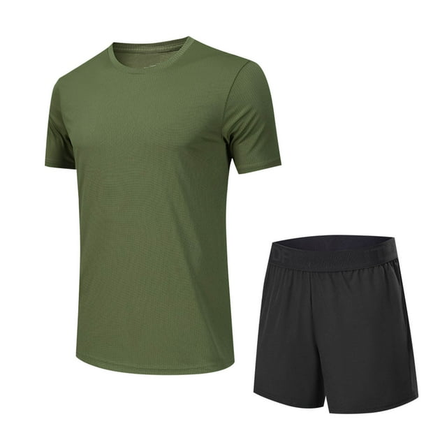 Dagugfen Ensembles d'Entraînement pour Hommes T-Shirts à Manches Courtes à Col Rond et Shorts Noirs Course Entraînement Tenues Sport Athlétiques