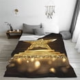 thumbnail image 5 of Fuzoiu Golden Glitter And Light Print Ultra-Soft Micro Fleece Blanket,All Seasons Flannel Throw, Lightweight Blanket for Bed, Sofa, Couch, Movie Night, Camping, and Travel-40"x30", 5 of 7