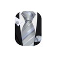 thumbnail image 1 of Corbata Barry.Wang rayada gris plata de seda, juego 150x8.5 cm, 1 of 5