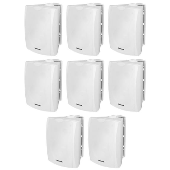 8) Rockville WET-5W 70V 5.25" IPX55 White Commercial Indoor/Outdoor Wall Speakers