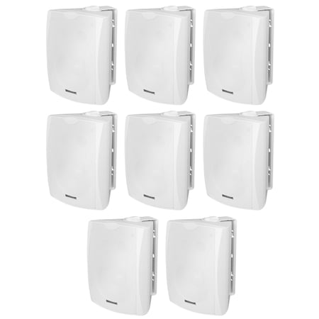 8) Rockville WET-5W 70V 5.25 IPX55 White Commercial Indoor/Outdoor Wall Speakers
