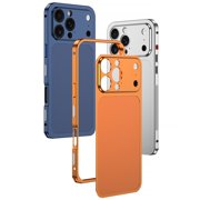 ShellTech For iPhone 15 Pro Max Magnetic Case, Metal Frame Lightweight Non-Slip, Shock-Absorbent, Heat Dissipation Slim Anti-Scratch, Wireless Charging Aluminum alloy Back flim,Orange