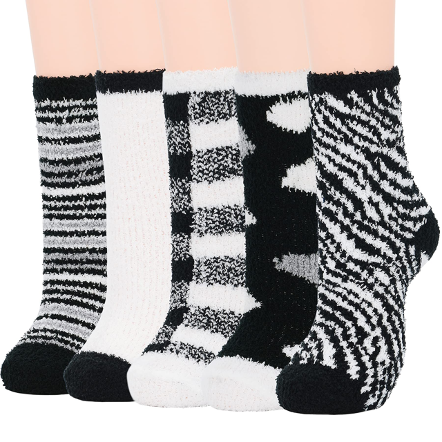Zando Womens Fuzzy Socks Bulk Warm Fuzzy Slipper Socks Thick Fleece