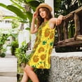 thumbnail image 2 of Honeii Floral Sunflowers Print Women's Sleeveless Dress, Loose Fit Casual Dress for Women, Summer Fashion Dress, 2 of 7