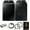 Black, variant on Samsung Smart 4.7 Cu Ft Top Load Washer & 7.4 Cu Ft Electric Dryer, Sensor Stops Overdrying, Low Vibration Quiet Wash, WaterJet w/Power Cords, Hoses, Vent Duct, 1 Year CPS Protection Bundle (White)