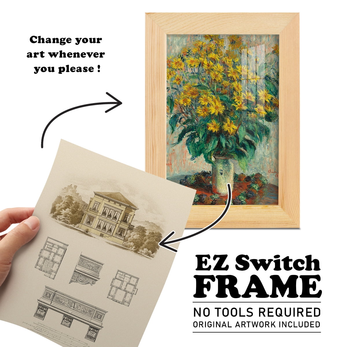 Estate and Plan I -Framed Print w/glass-Natural Wood