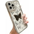 thumbnail image 2 of Compatible with iPhone Case,Glitter Diamond Camera Lens Protection Bling Sparkle Butterfly Clear Soft Shockproof Cover Phone Case (Gold,iPhone 13 Pro Max), 2 of 5