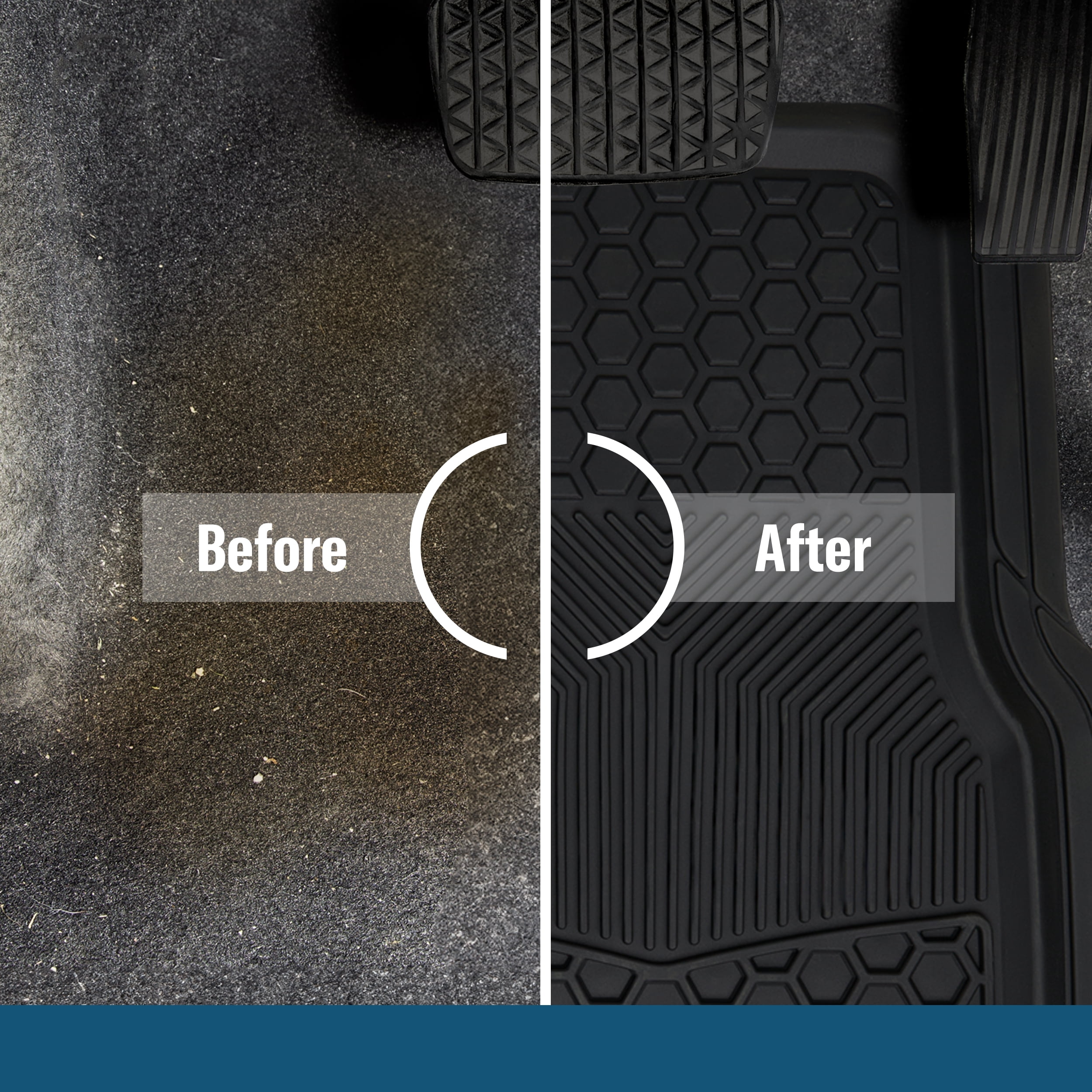 Custom Accessories Car Floor Mats Heavy-Duty 4-Piece Black