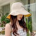 thumbnail image 5 of Portable Fashion Anti-UV Cotton Reversible Fisherman Hat Panama Hat Beach Sun Cap Daisy Bucket Hat BLACK, 5 of 8