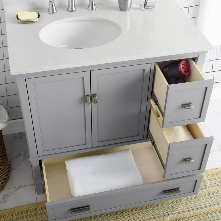 DHP Otum 36 Inch Bathroom Vanity with Sink Gray Wood