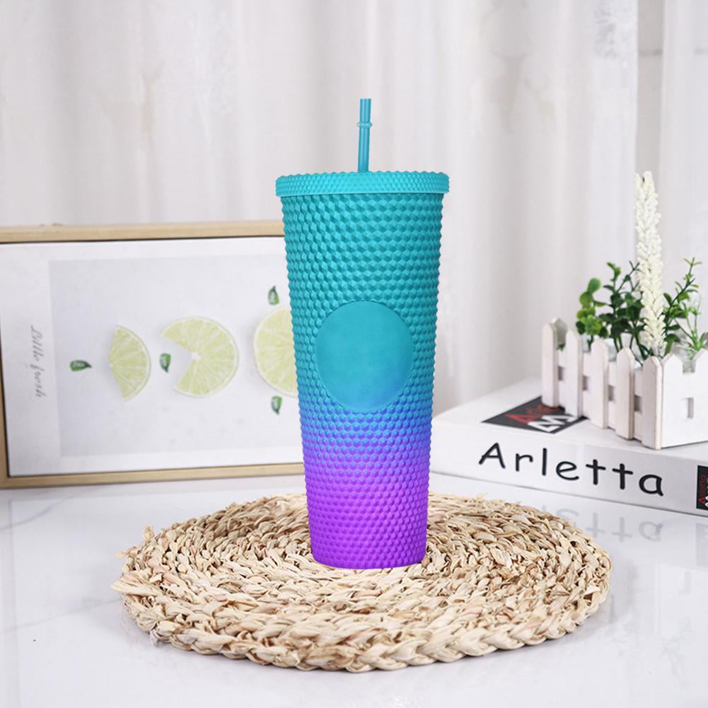 Diy Studded Tumbler With Lid And Straw, Reusable Plastic Cup, Double Walled  Travel Tumbler For Iced Coffee, Cold Water, Smoothie, And More, Wide Mouth, Spill  Proof - Temu
