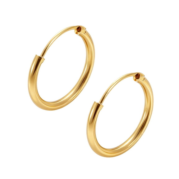 14K Gold Plated Endless Hoop Earrings (16mm)
