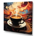 thumbnail image 2 of Designart "Steaming Cup of Coffee in Yellow I" Food & Beverage Wall Art - Traditional Yellow Coffee Living Room Canvas Art, 2 of 6