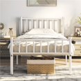 thumbnail image 1 of Fullfurnique Metal Platform Bed with Spindle Headboard and Footboard for Adult, Twin, White, 1 of 6