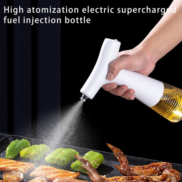 Lisbinx - Botella pulverizadora eléctrica para aceite de oliva, 240 ml, de vidrio, para freidora doméstica, multiusos para cocinar, hornear y freír